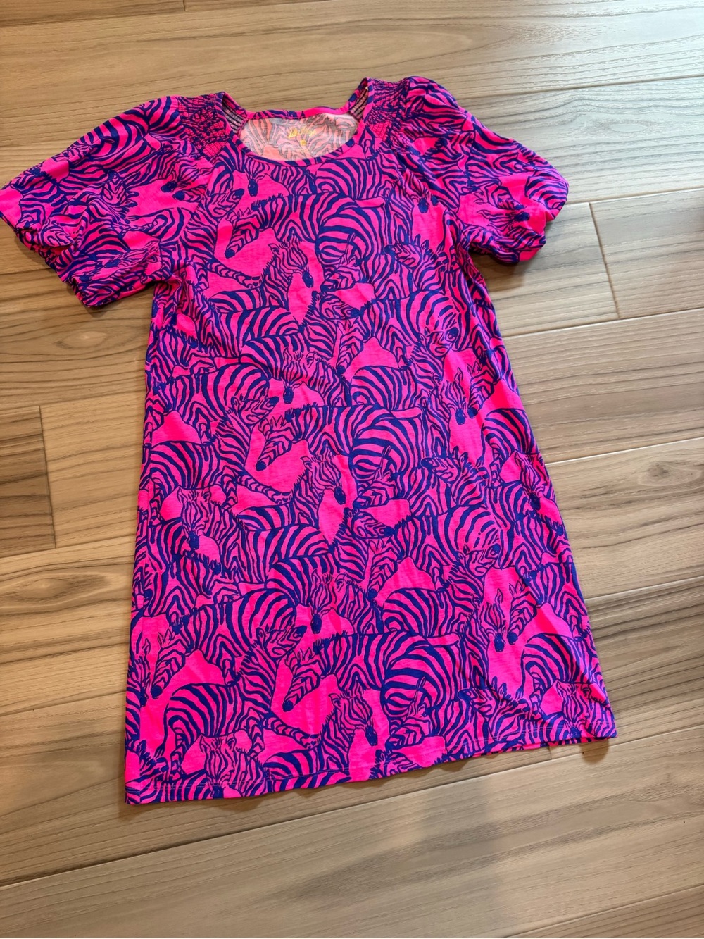 Lily Pulitzer Bright Pink & Purple Zebra Print Short Puff Sleeve Dress